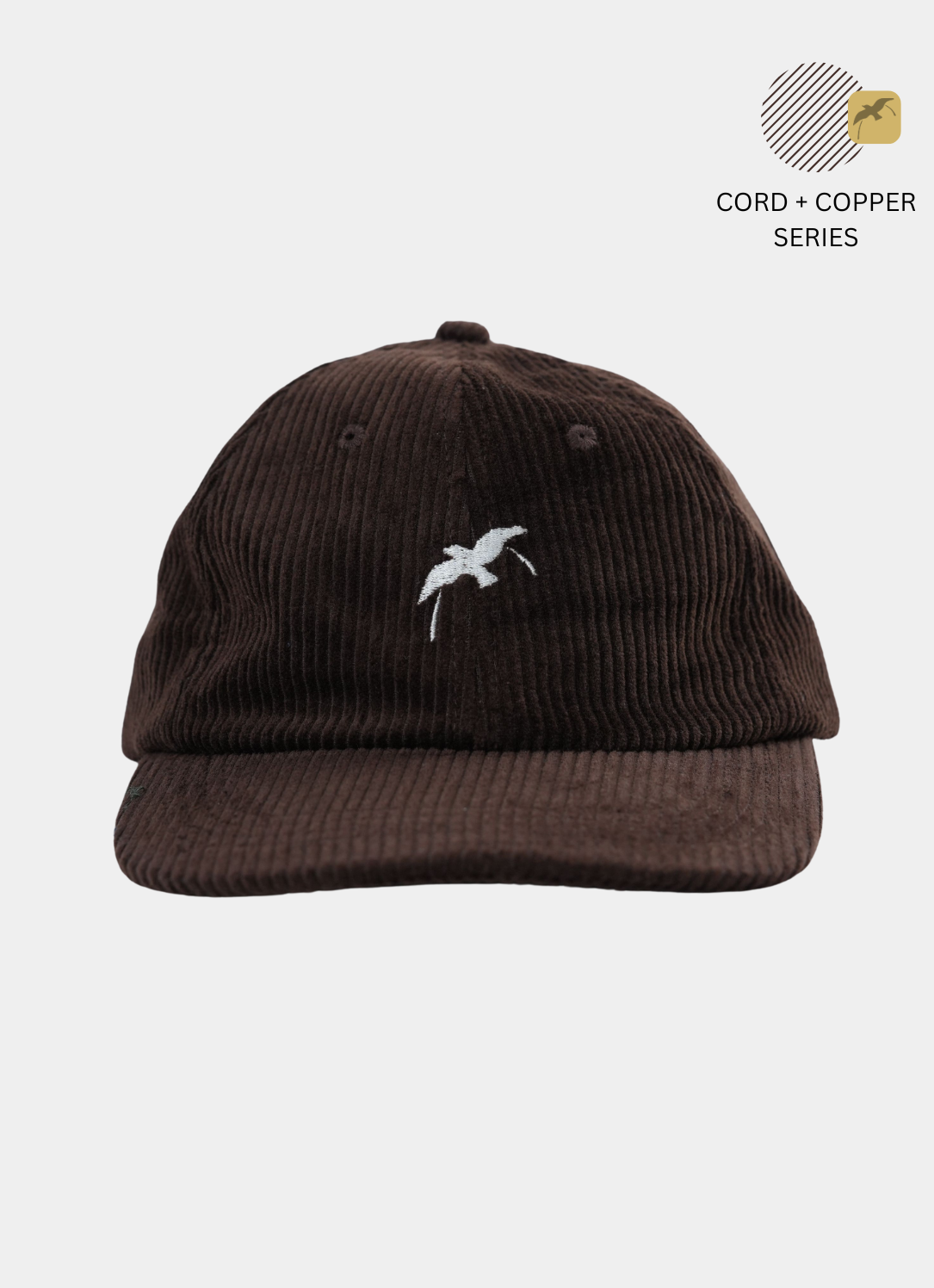 Chocolate brown corduroy hat by Bird & Hill.