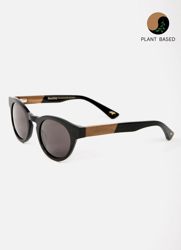 Black plant based and timber sunglasses by Bird & Hill.