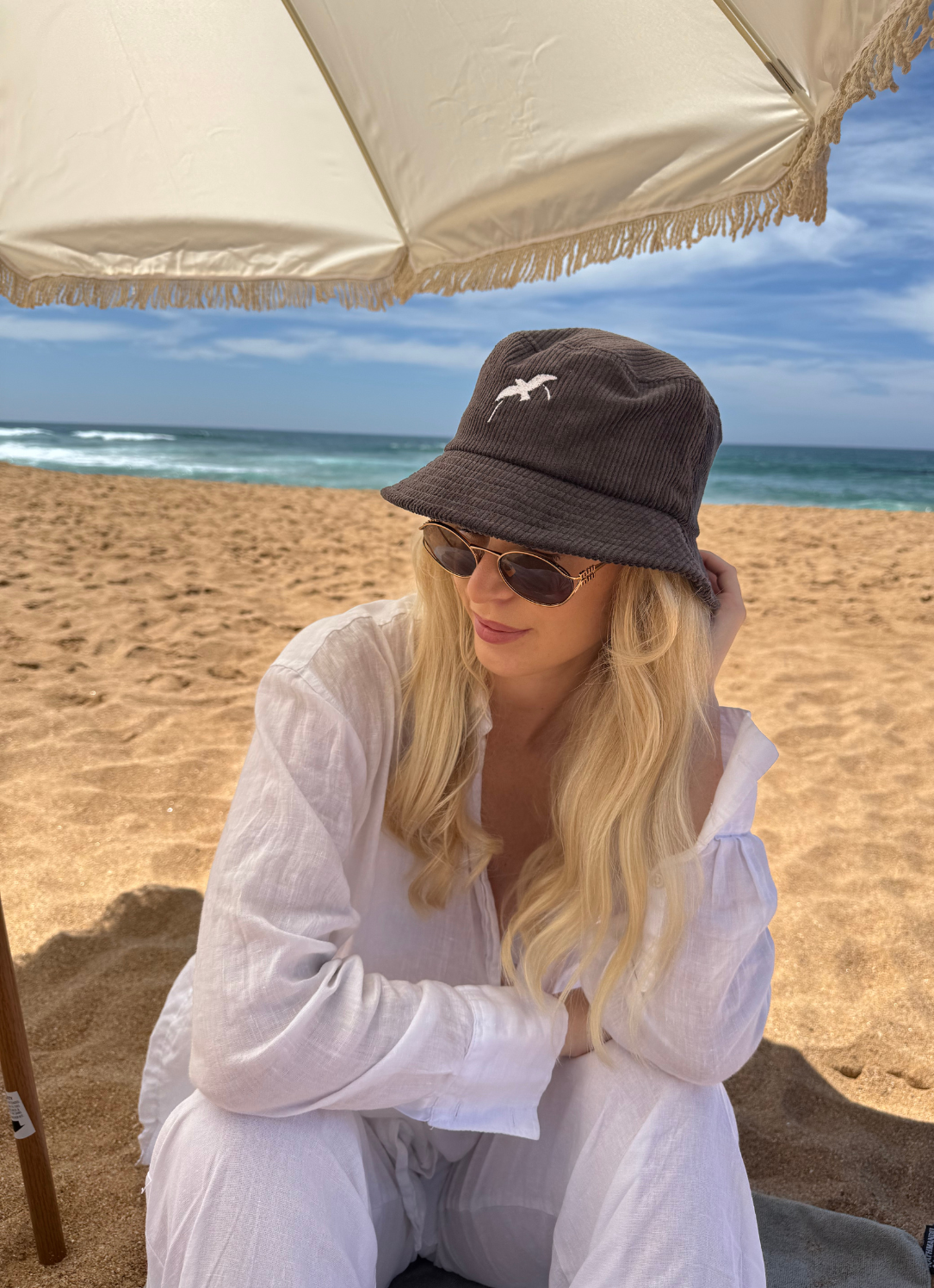 Vintage black corduroy bucket hat by Bird & Hill.