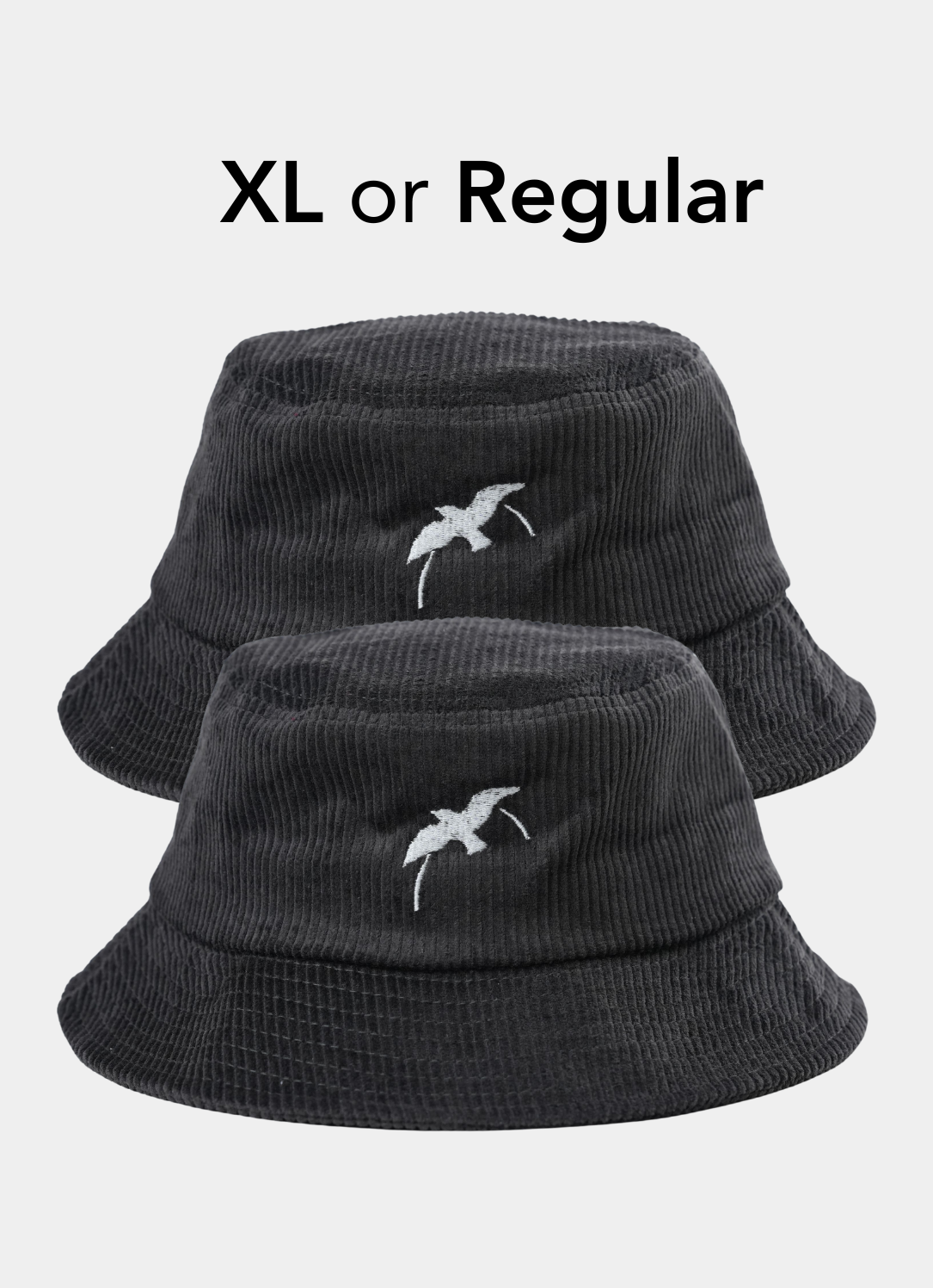 Black grey corduroy bucket hat by Bird & Hill.